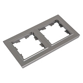 Рамка для розеток и выключателей, 2 поста, цвет сталь, IEK BRITE Рамка для розеток и выключателей, 2 поста, цвет сталь, IEK BRITE