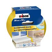  Клейкая лента малярная для штукатурных работ UNIBOB 48мм х 25м, желтая 