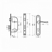  Замок врезной с ручкой 132/3 AC медь 4 кл. АЛЛЮР 