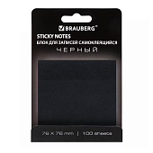 Блок для записей самоклеящийся Brauberg Black, 76х76 мм, 100 листов, черный, 115204