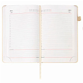  Ежедневник недатированный А5 136л, Brauberg Finest, под кожу, резинка, бежевый, 111871 