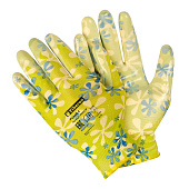  Перчатки садовые, размер M (8), полиэстер, полиуретановое покрытие, в инд. упак., разноцвет. микс цветов. Fiberon 