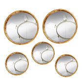  Набор зеркал настенных Бамбук, 5 шт, круглые, d20,5х22,8 см/d13 см/15 см, золотой, 6937886 